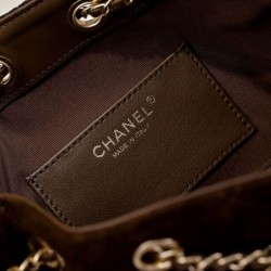 Replica Perfetta Borsa hobo piccola Chanel 25 AS5631 scamosciata Rosso scuro Imitazioni Fake