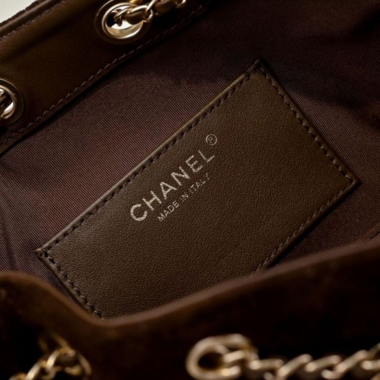 Replica Perfetta Borsa hobo piccola Chanel 25 AS5631 scamosciata Rosso scuro Imitazioni Fake