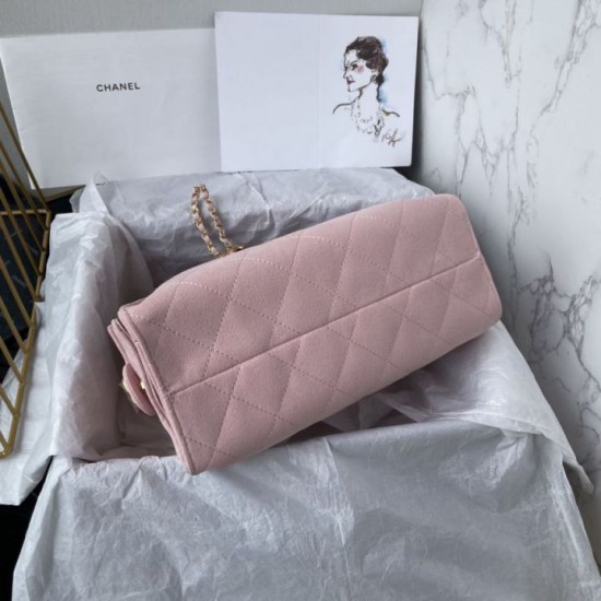 Replica Perfetta Borsa hobo piccola Chanel 25 AS5631 scamosciata Rosa Imitazioni Fake