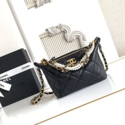 Replica Perfetta Borsa hobo Chanel piccola Pearls AS5898 pelle di vitello nera Imitazioni Fake