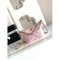 Replica Perfetta Borsa hobo Chanel piccola Pearls AS5898 pelle di vitello Rosa Imitazioni Fake