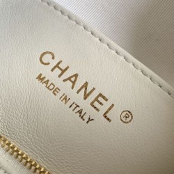 Replica Perfetta Borsa hobo Chanel piccola Pearls AS5898 pelle di vitello Bianco Imitazioni Fake
