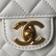 Replica Perfetta Borsa Chanel Flap 25K AS5813 AS5814 Manico con diamanti smerigliati Bianco Imitazioni Fake