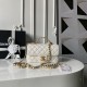 Replica Perfetta Borsa Chanel Flap 25K AS5813 AS5814 Manico con diamanti smerigliati Bianco Imitazioni Fake