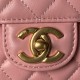 Replica Perfetta Borsa Chanel Flap 25K AS5813 AS5814 Manico con diamanti smerigliati Rosa Imitazioni Fake
