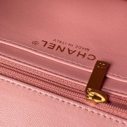 Replica Perfetta Borsa Chanel Flap 25K AS5813 AS5814 Manico con diamanti smerigliati Rosa Imitazioni Fake