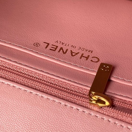 Replica Perfetta Borsa Chanel Flap 25K AS5813 AS5814 Manico con diamanti smerigliati Rosa Imitazioni Fake