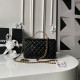 Replica Perfetta Borse Chanel Flap 25K AS5813 AS5814 Manico con diamanti smerigliati Nero Imitazioni Fake
