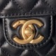 Replica Perfetta Borse Chanel Flap 25K AS5813 AS5814 Manico con diamanti smerigliati Nero Imitazioni Fake
