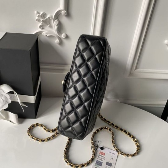Replica Perfetta Borse Chanel Flap 25K AS5813 AS5814 Manico con diamanti smerigliati Nero Imitazioni Fake