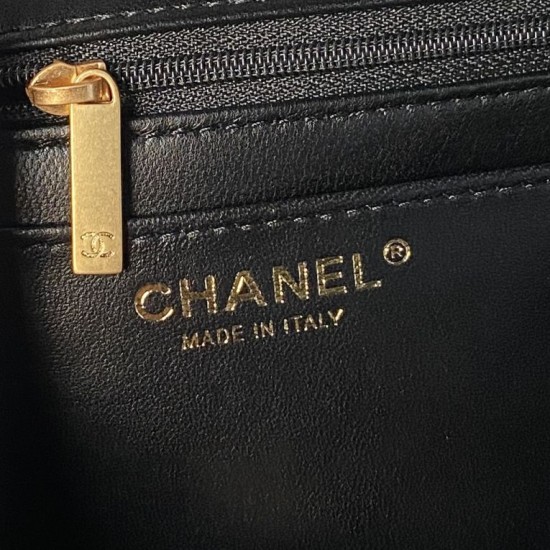 Replica Perfetta Borse Chanel Flap 25K AS5813 AS5814 Manico con diamanti smerigliati Nero Imitazioni Fake
