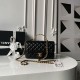 Replica Perfetta Borse Chanel Flap 25K AS5813 AS5814 Manico con diamanti smerigliati Nero Imitazioni Fake