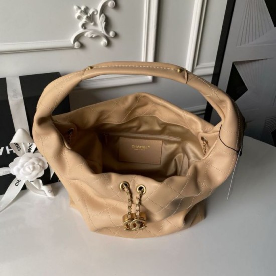 Replica Perfetta Borsa hobo grande Chanel con finiture metallo dorato AS5967 marrone Imitazioni Fake