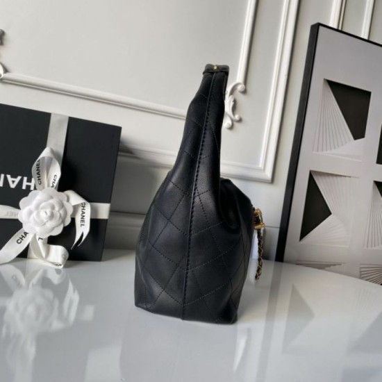 Replica Perfetta Borsa hobo Chanel con finiture metallo dorato AS5976 Nero Imitazioni Fake