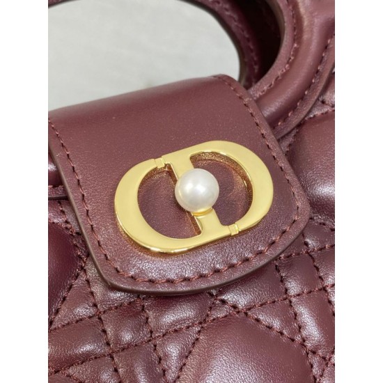 Replica Perfetta Borsa Dior Jolie Top Handle Mini Cannage Chain bordeaux Imitazioni Fake