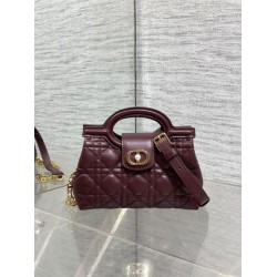 Replica Perfetta Borsa Dior Jolie Top Handle Mini Cannage Chain bordeaux Imitazioni Fake