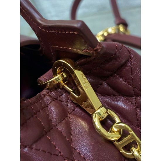 Replica Perfetta Borsa Dior Jolie Top Handle Mini Cannage Chain bordeaux Imitazioni Fake