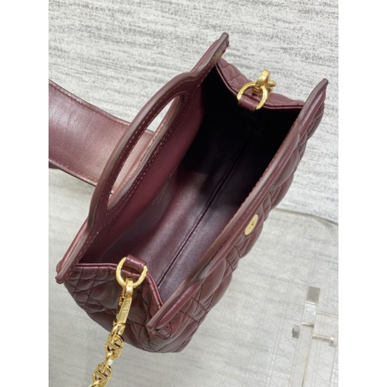 Replica Perfetta Borsa Dior Jolie Top Handle Mini Cannage Chain bordeaux Imitazioni Fake