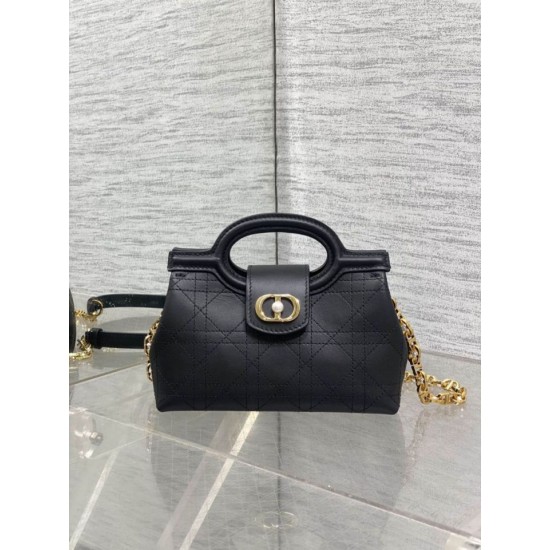 Replica Perfetta Borsa a mano Dior Jolie Top Handle Mini Chain nera Imitazioni Fake