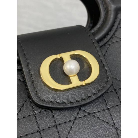 Replica Perfetta Borsa a mano Dior Jolie Top Handle Mini Chain nera Imitazioni Fake