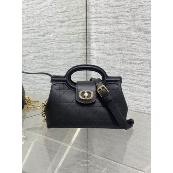 Replica Perfetta Borsa a mano Dior Jolie Top Handle Mini Chain nera Imitazioni Fake