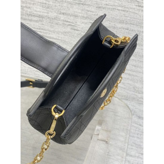 Replica Perfetta Borsa a mano Dior Jolie Top Handle Mini Chain nera Imitazioni Fake