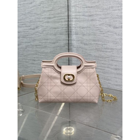 Replica Perfetta Borsa a mano Dior Jolie Top Handle Mini Chain rosa Imitazioni Fake