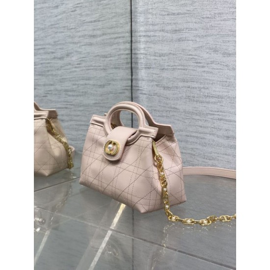 Replica Perfetta Borsa a mano Dior Jolie Top Handle Mini Chain rosa Imitazioni Fake