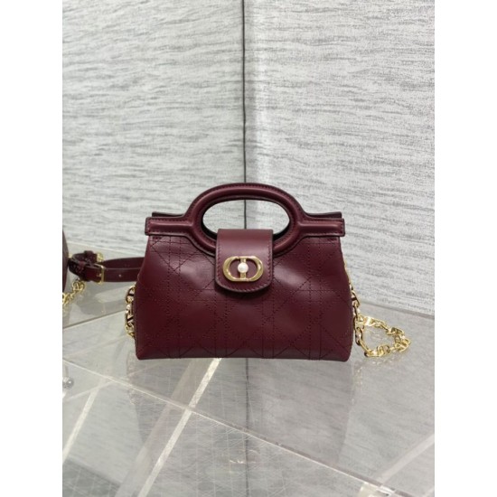 Replica Perfetta Borsa a mano Dior Jolie Top Handle Mini Chain bordeaux Imitazioni Fake