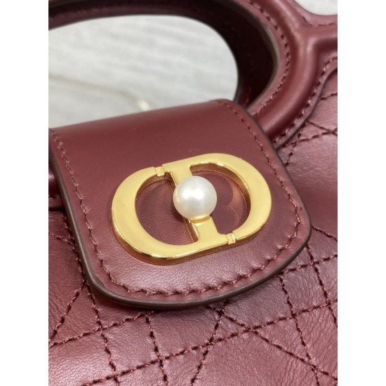 Replica Perfetta Borsa a mano Dior Jolie Top Handle Mini Chain bordeaux Imitazioni Fake