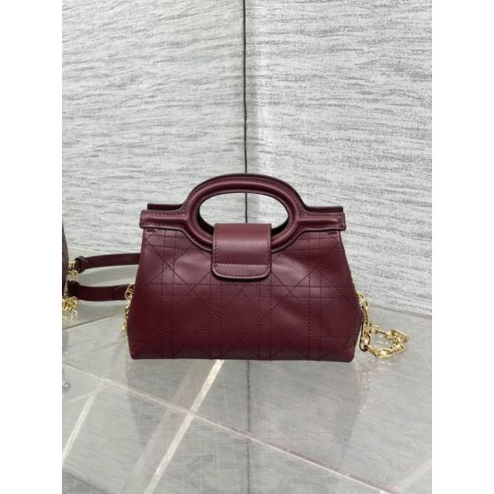 Replica Perfetta Borsa a mano Dior Jolie Top Handle Mini Chain bordeaux Imitazioni Fake