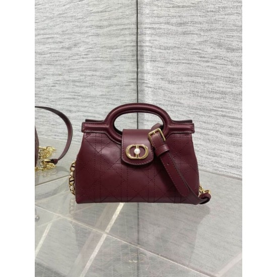 Replica Perfetta Borsa a mano Dior Jolie Top Handle Mini Chain bordeaux Imitazioni Fake