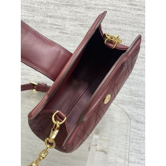 Replica Perfetta Borsa a mano Dior Jolie Top Handle Mini Chain bordeaux Imitazioni Fake