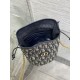 Replica Perfetta Borsa a secchiello Dior 30 Montaigne Mini Dior Oblique jacquard con coulisse Blu Imitazioni Fake