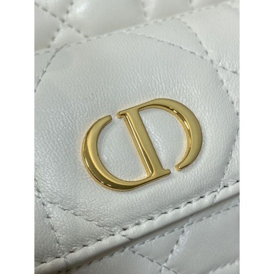 Replica Perfetta Dior piccola borsa a secchiello Dior Caro Latte Macrocannage Bianco Imitazioni Fake