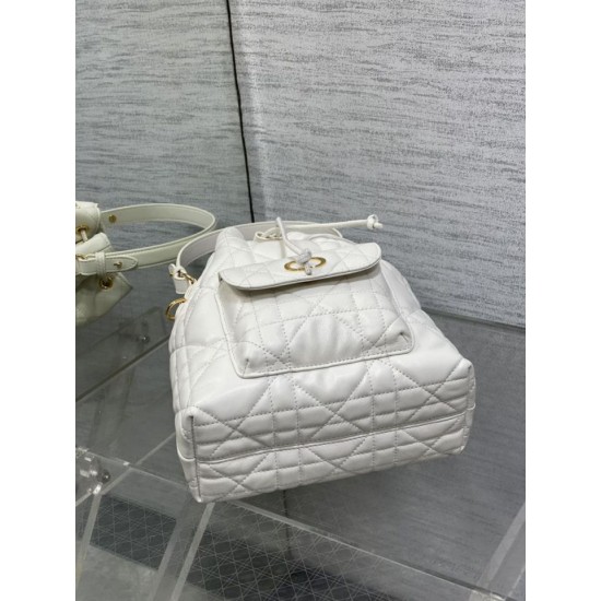 Replica Perfetta Dior piccola borsa a secchiello Dior Caro Latte Macrocannage Bianco Imitazioni Fake