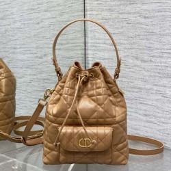 Replica Perfetta Dior piccola borsa a secchiello Dior Caro Latte Macrocannage Marrone Imitazioni Fake