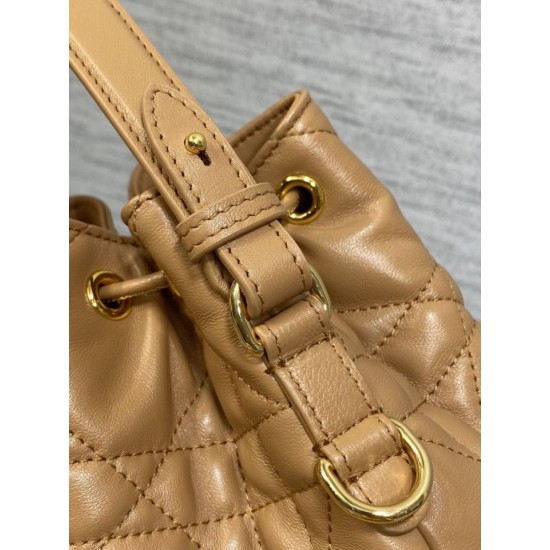 Replica Perfetta Dior piccola borsa a secchiello Dior Caro Latte Macrocannage Marrone Imitazioni Fake