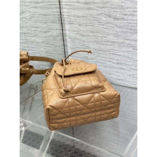 Replica Perfetta Dior piccola borsa a secchiello Dior Caro Latte Macrocannage Marrone Imitazioni Fake