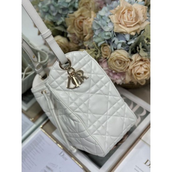 Replica Perfetta Borsa Dior D-Motion con cintura in pelle di agnello taglia 163 microchip bianca Imitazioni Fake