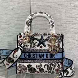 Replica Perfetta Borsa Dior Medium Lady D-Lite con ricamo Constellation Blu/Bianco Imitazioni Fake