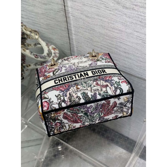 Replica Perfetta Borsa Dior Lady D-Lite media con ricamo floreale multicolore Imitazioni Fake