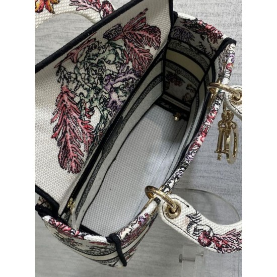 Replica Perfetta Borsa Dior Lady D-Lite media con ricamo floreale multicolore Imitazioni Fake