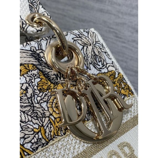 Replica Perfetta Borsa Christian Dior Medium Lady D-Lite con motivo ricamato latte  Imitazioni Fake
