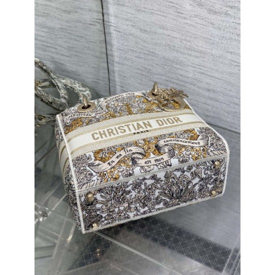 Replica Perfetta Borsa Christian Dior Medium Lady D-Lite con motivo ricamato latte  Imitazioni Fake