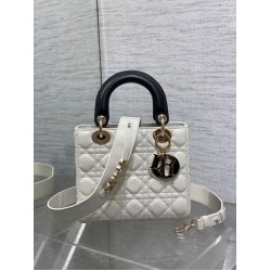 Replica Perfetta Dior Lady Dior My ABCDior Borsa piccola con manico superiore Nero/bianco Imitazioni Fake