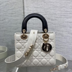 Replica Perfetta Dior Lady Dior My ABCDior Borsa piccola con manico superiore Nero/bianco Imitazioni Fake