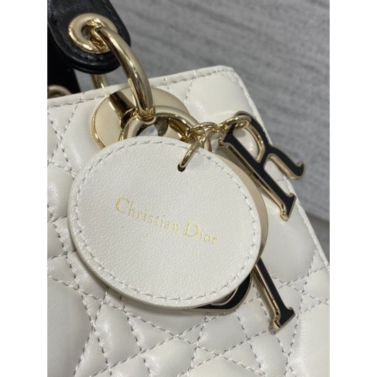 Replica Perfetta Dior Lady Dior My ABCDior Borsa piccola con manico superiore Nero/bianco Imitazioni Fake