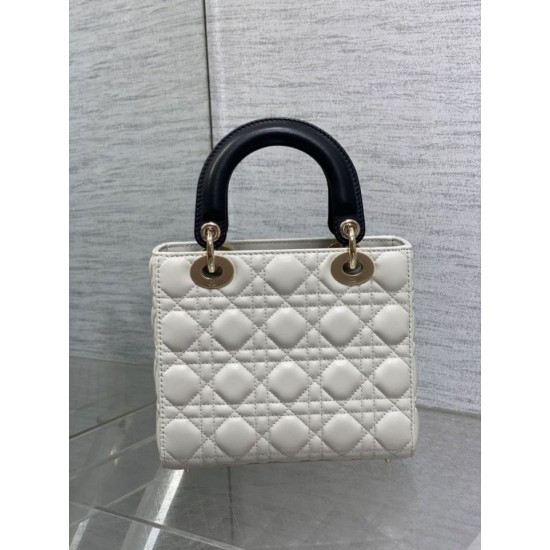 Replica Perfetta Dior Lady Dior My ABCDior Borsa piccola con manico superiore Nero/bianco Imitazioni Fake