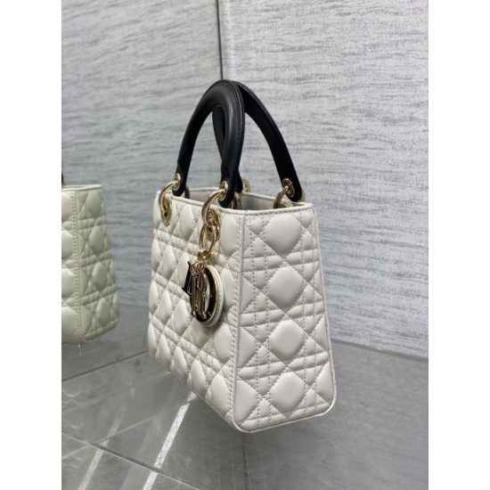 Replica Perfetta Dior Lady Dior My ABCDior Borsa piccola con manico superiore Nero/bianco Imitazioni Fake